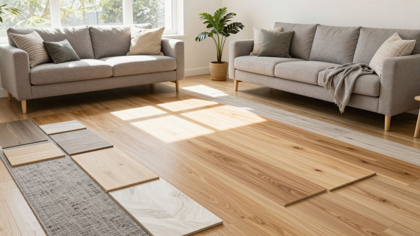 New build flooring options in a modern room.