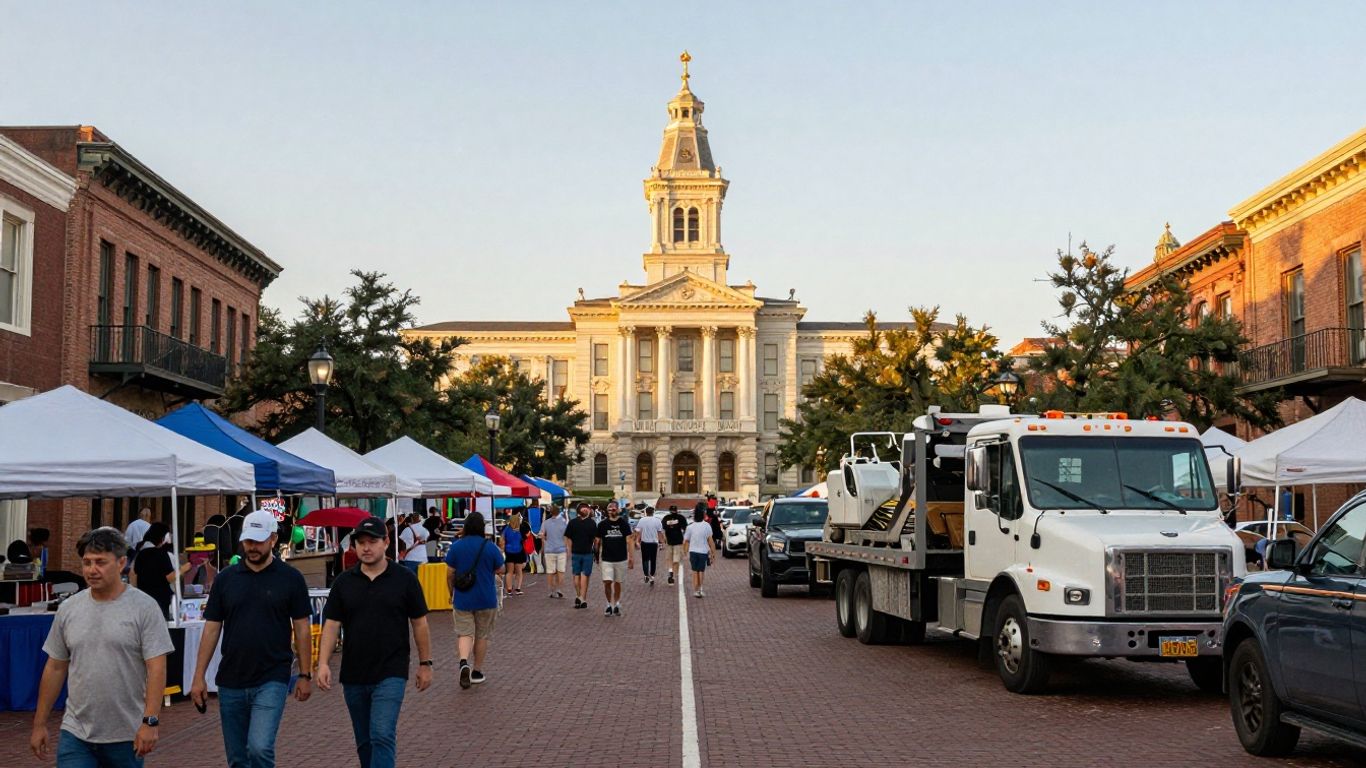 How Georgetown's Historic Downtown Square Streets Complicate Tow Truck Access During Festival Weekends