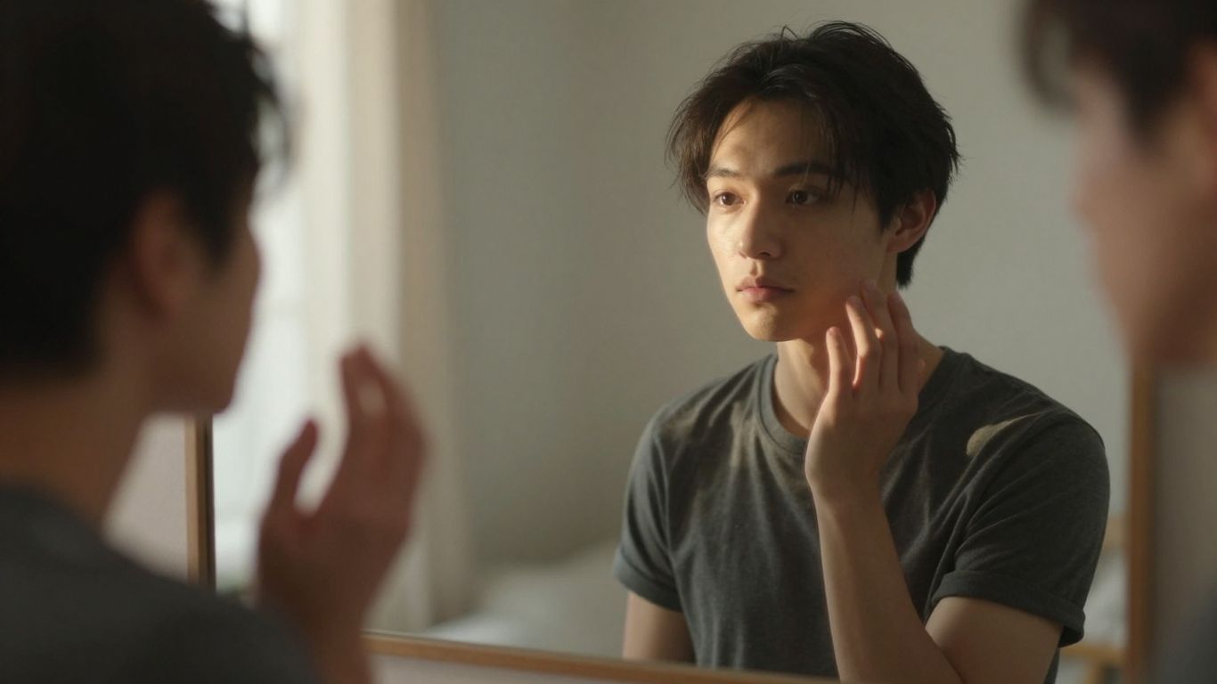 Person practicing their future self in a mirror.