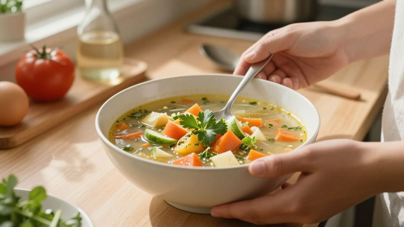 Person preparing a healthy meal for recovery.