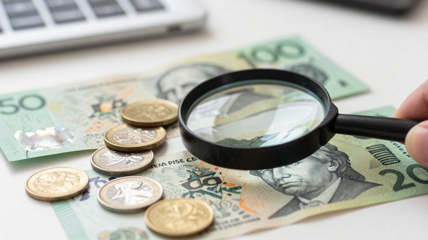 Australian money being examined closely.
