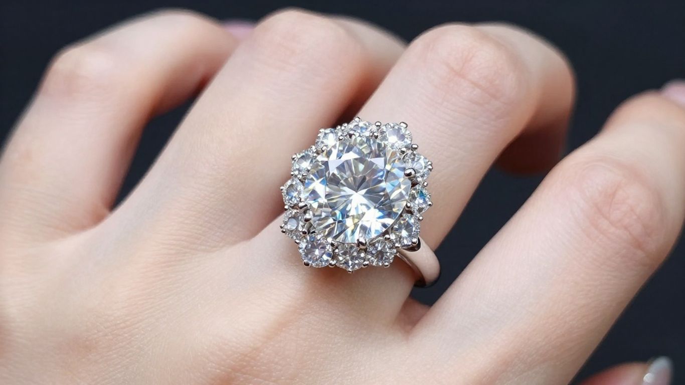 Sparkling diamond ring on a hand