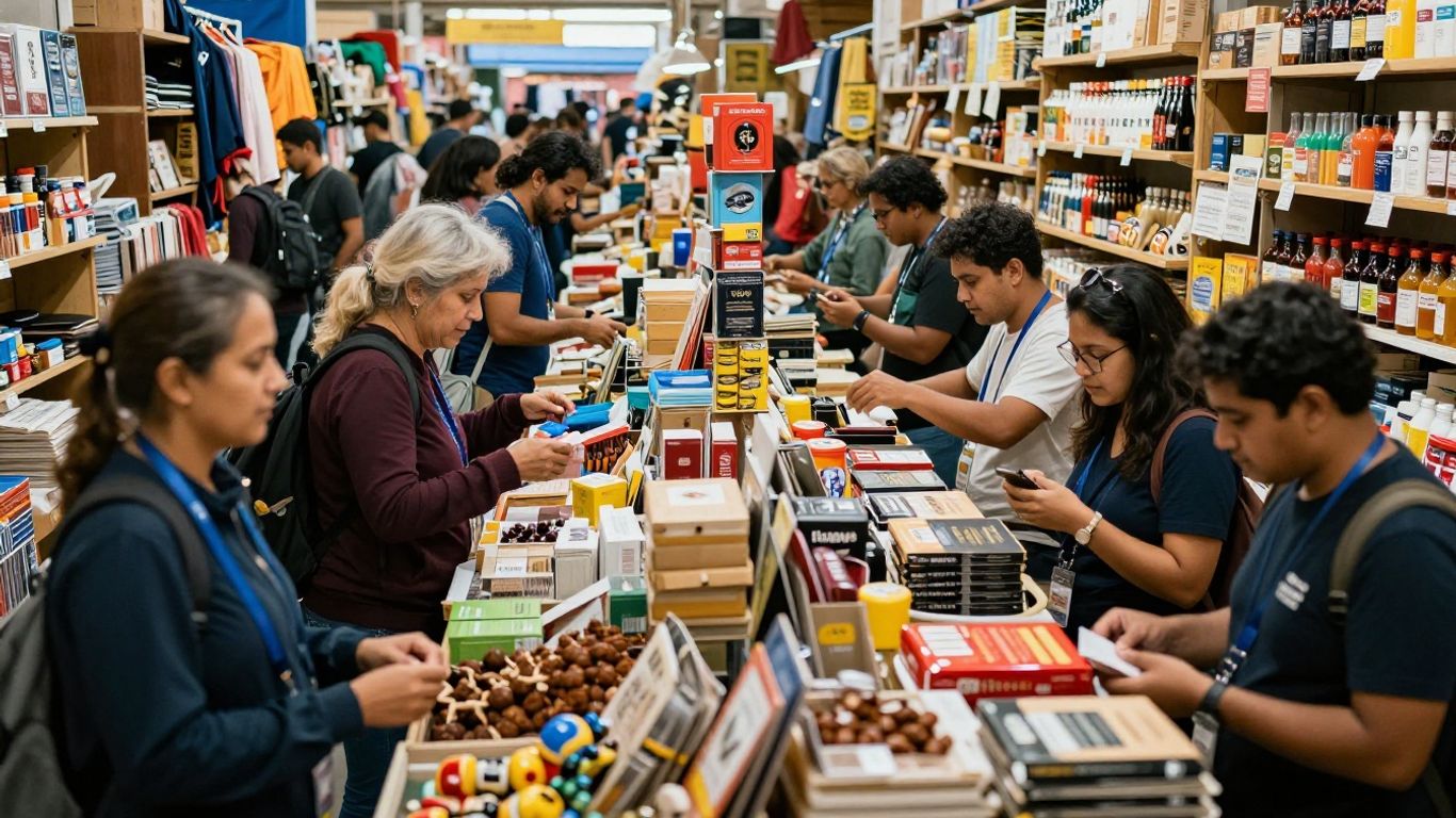 Product sales growth in a busy marketplace.