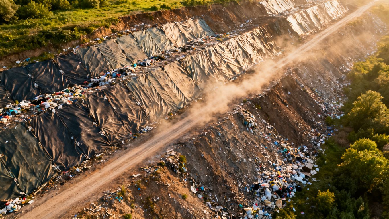 Drone capturing landfill surface imagery