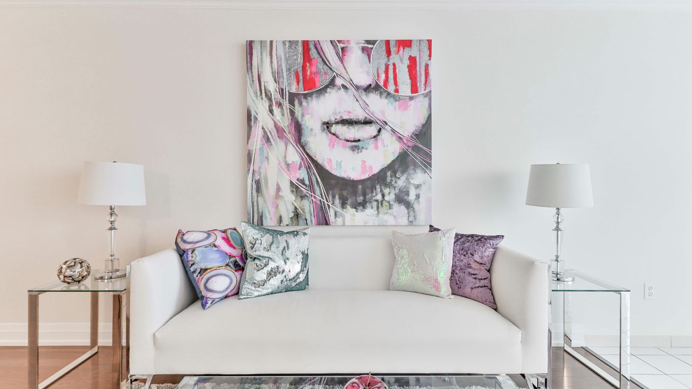 white and red floral sofa