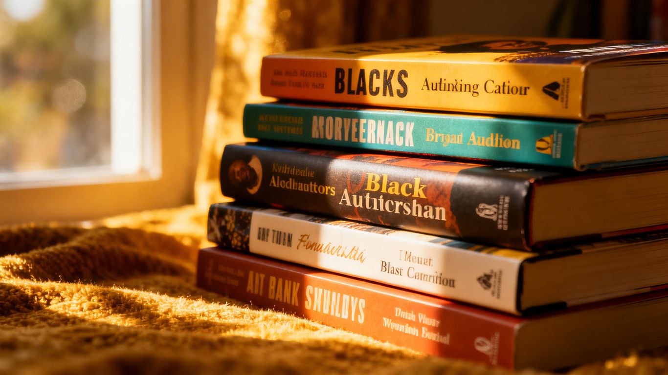 Stack of books by Black authors