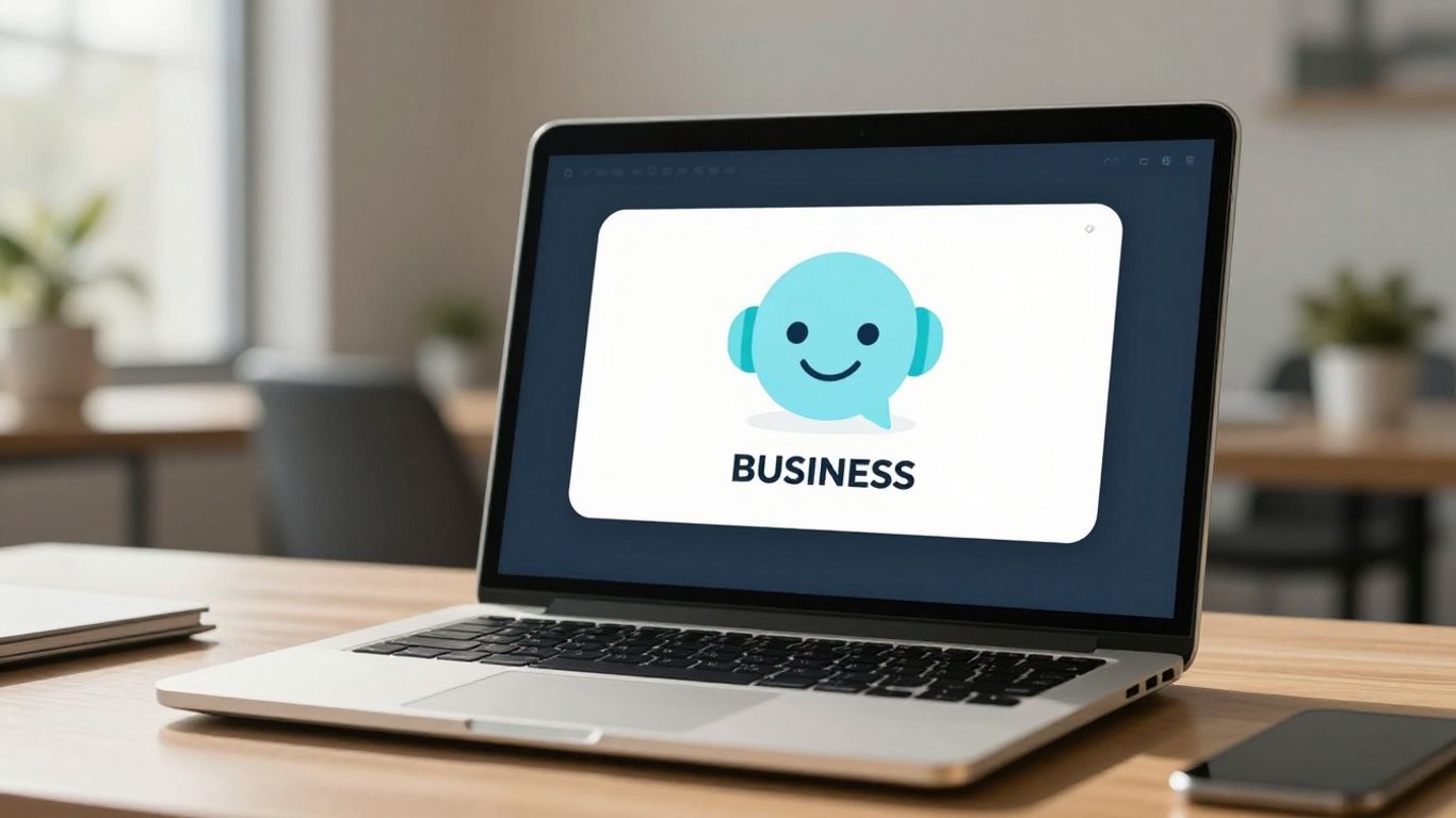 AI chatbot on laptop screen, Australian small business context.