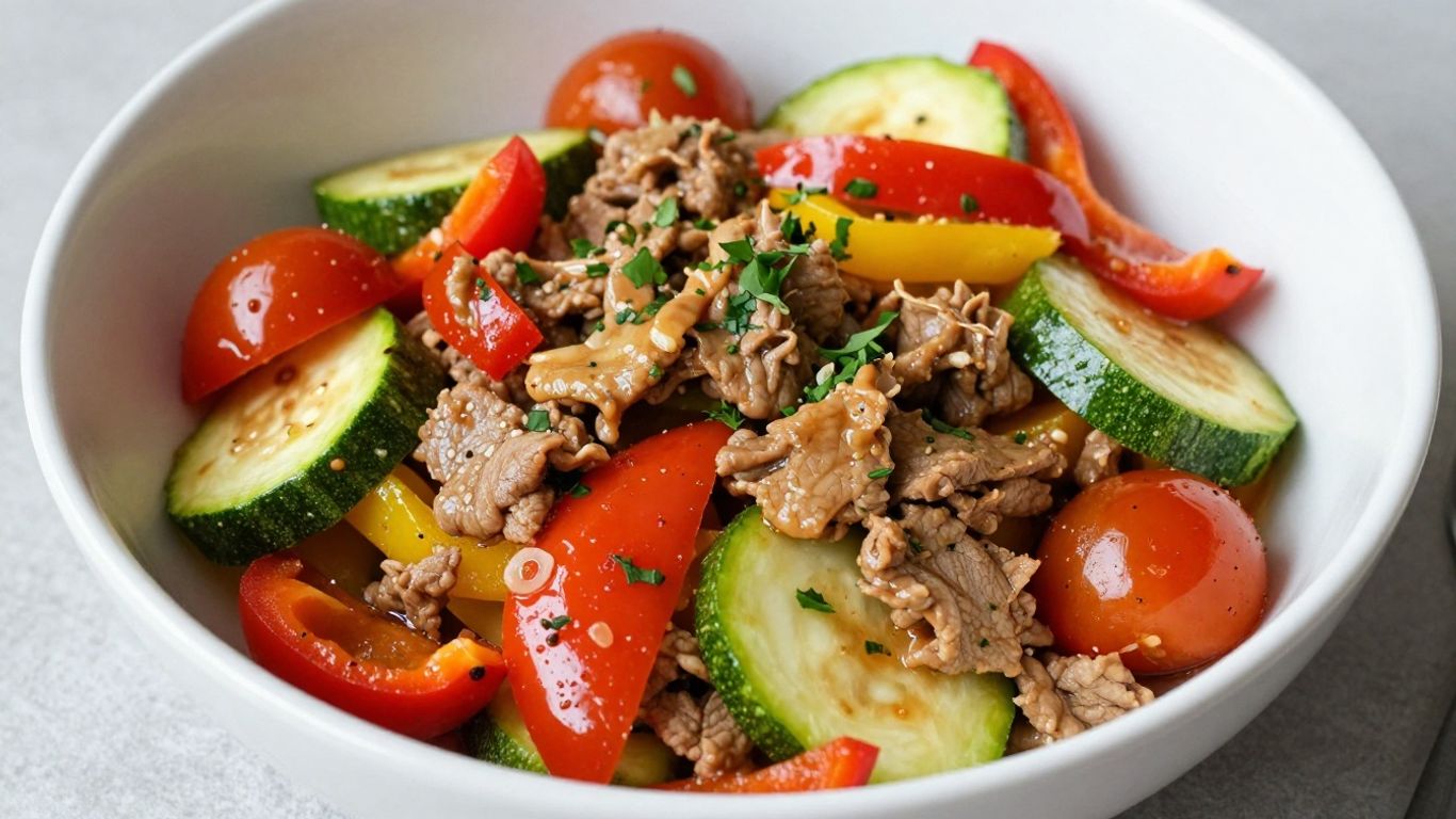 Healthy Mediterranean stir fry in a bowl