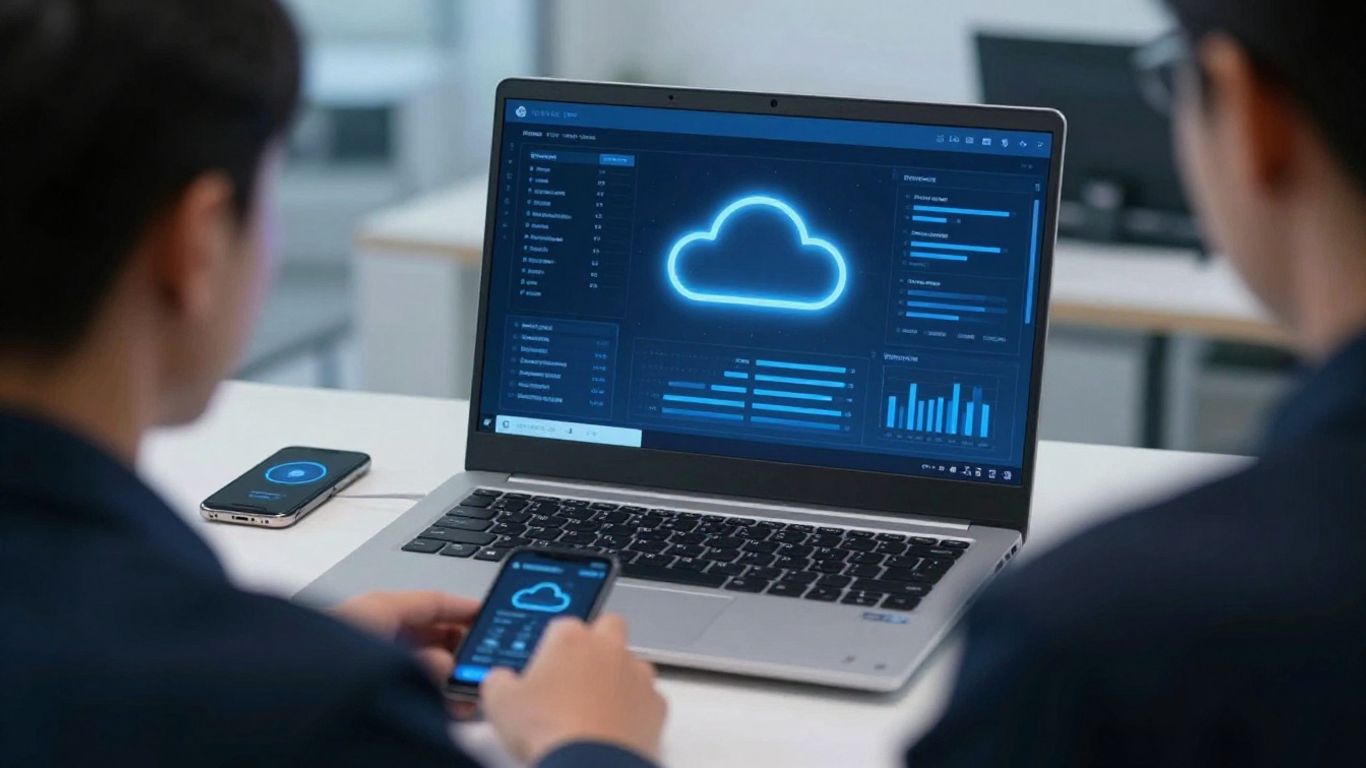 Cloud security login dashboard on laptop