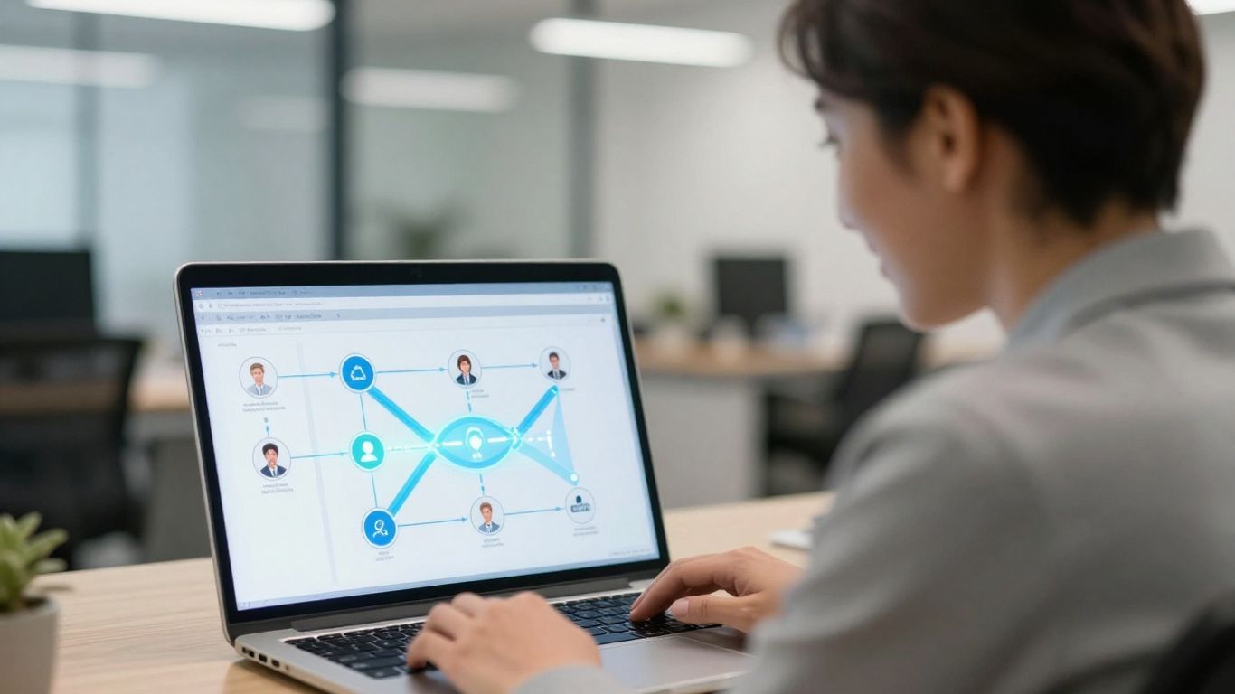 Business owner using automated follow-up tools for growth.