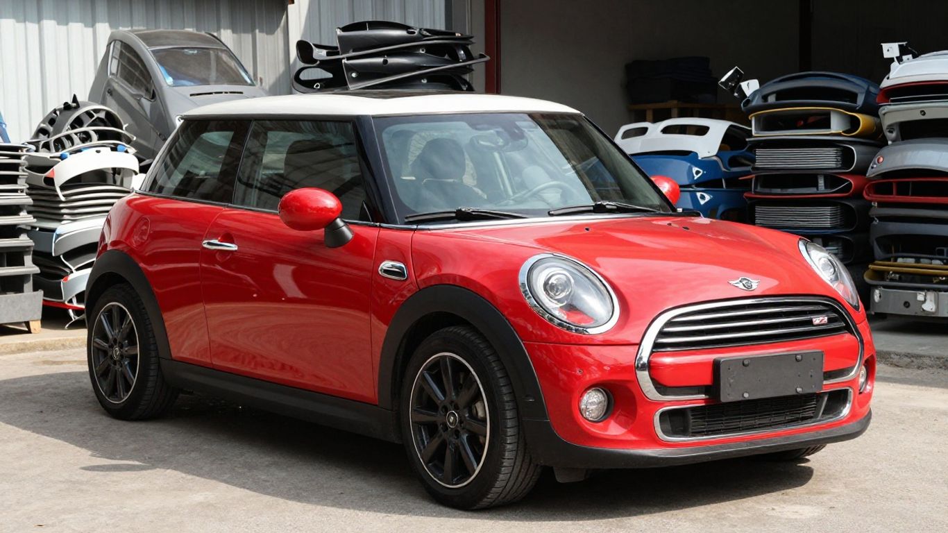 Mini Cooper car with auto parts in Campbelltown.