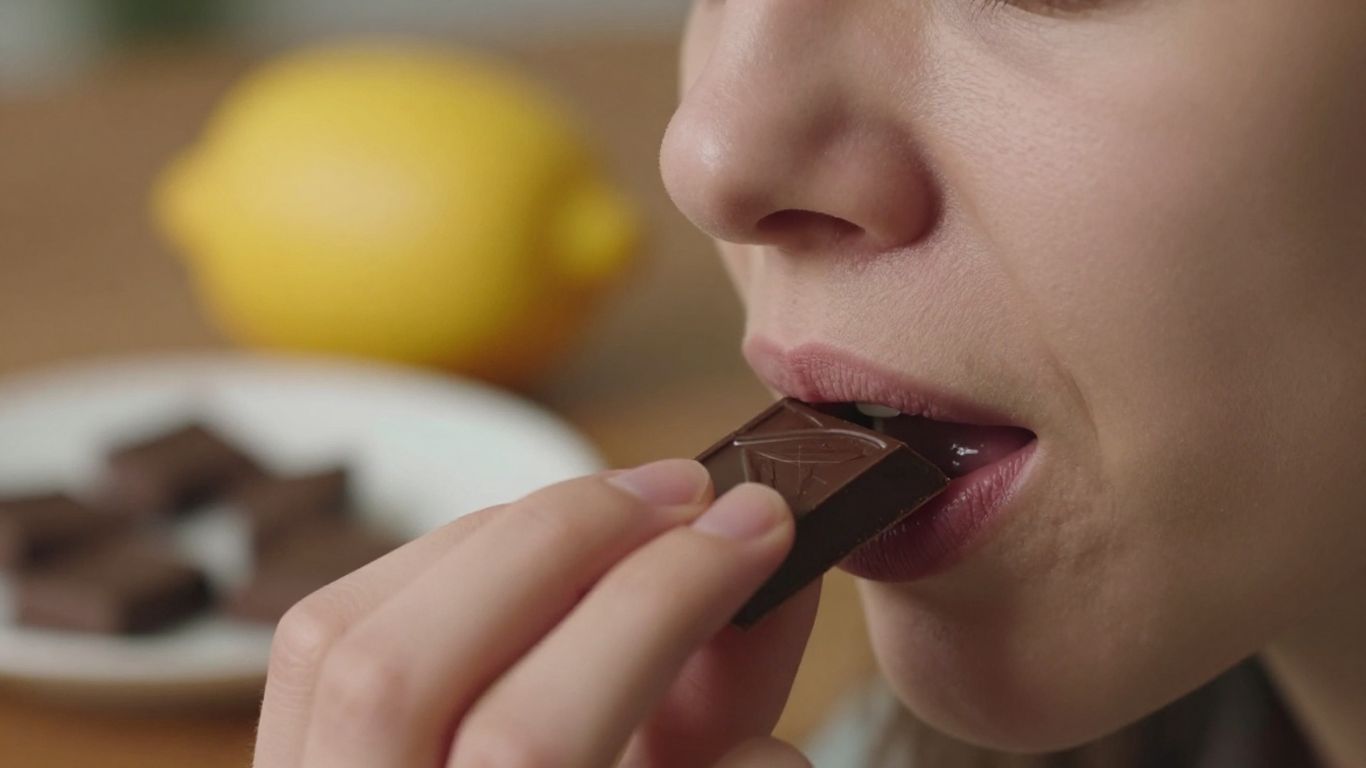 Person tasting bitter food with complementary ingredients nearby.