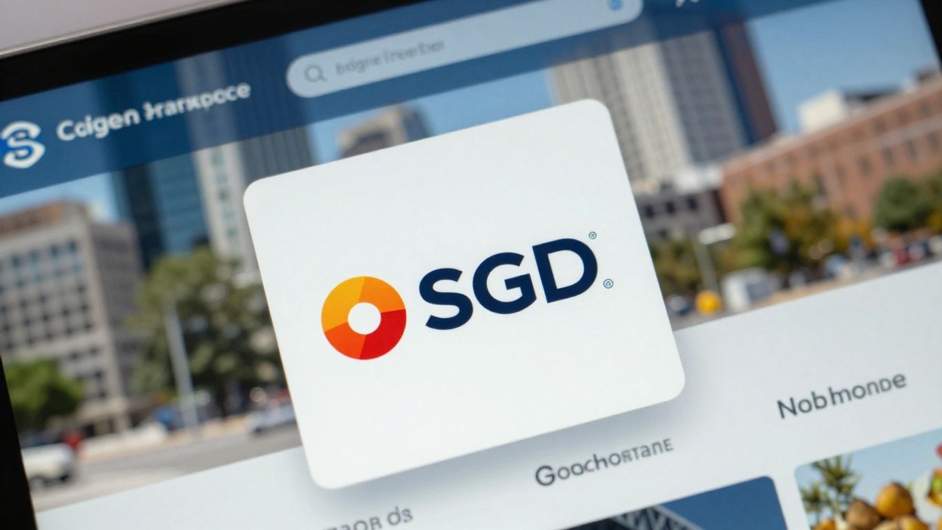 Brand logo on a digital marketplace with a cityscape background.