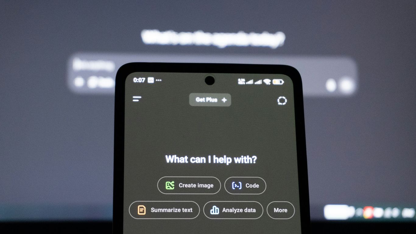 Smartphone screen displays ai assistant options.