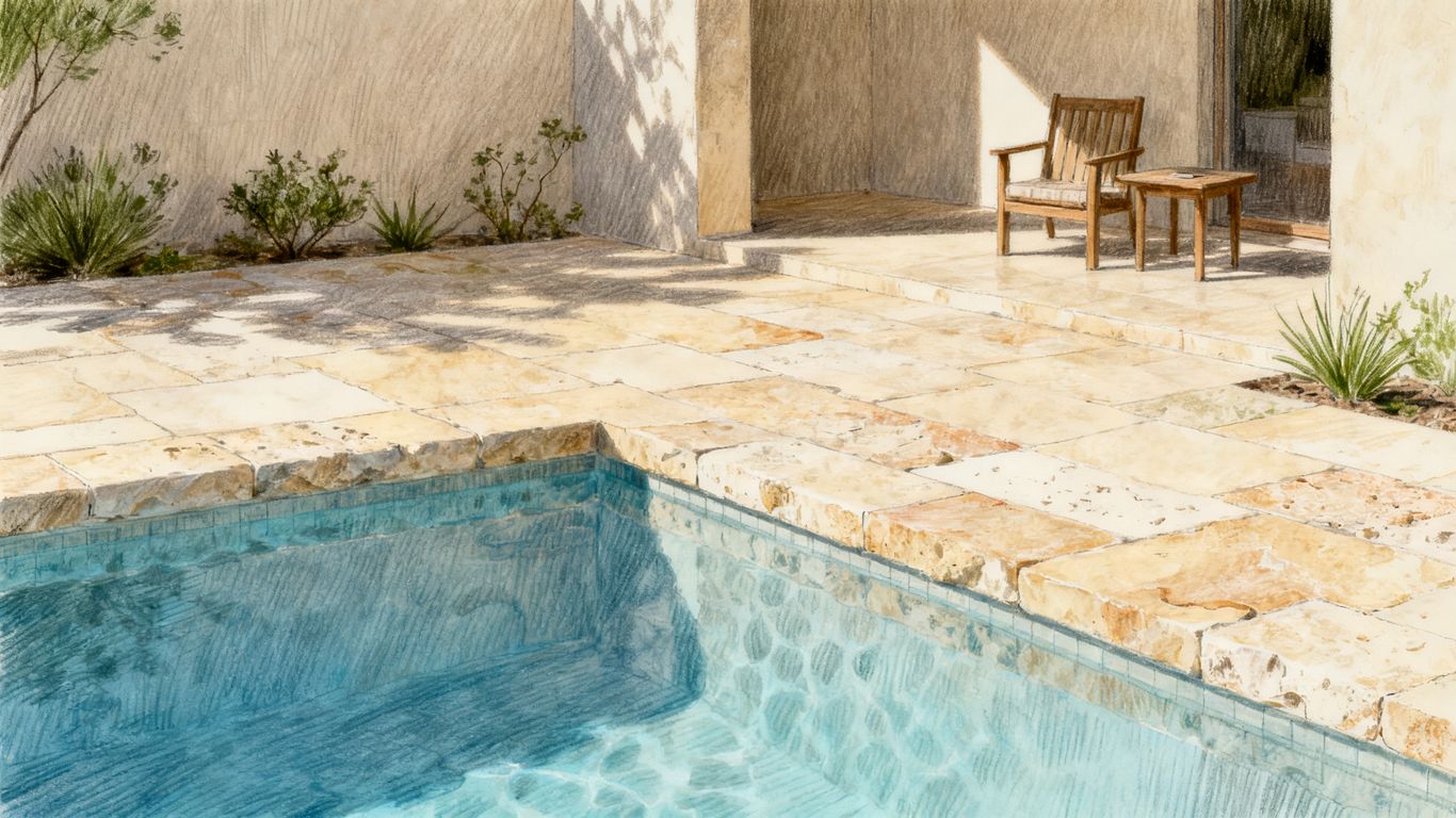 Travertine tile in a warm modern home