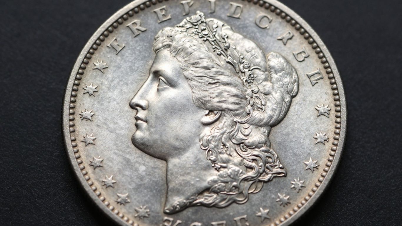 Morgan silver dollar coin detail