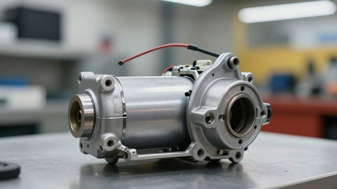 Nissan X-Trail starter motor in a workshop.