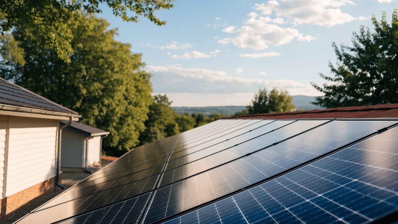 Panneaux photovoltaïques sous un ciel lumineux