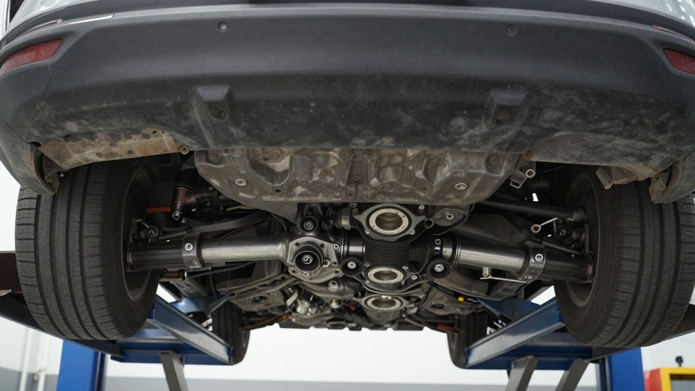 Engine transmission mounts beneath vehicle