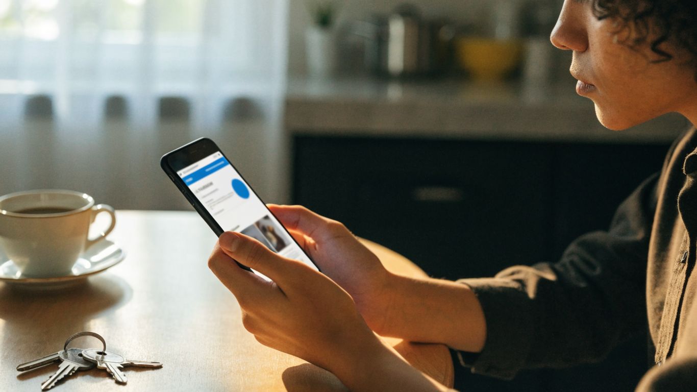 Customer browsing a service website on a smartphone