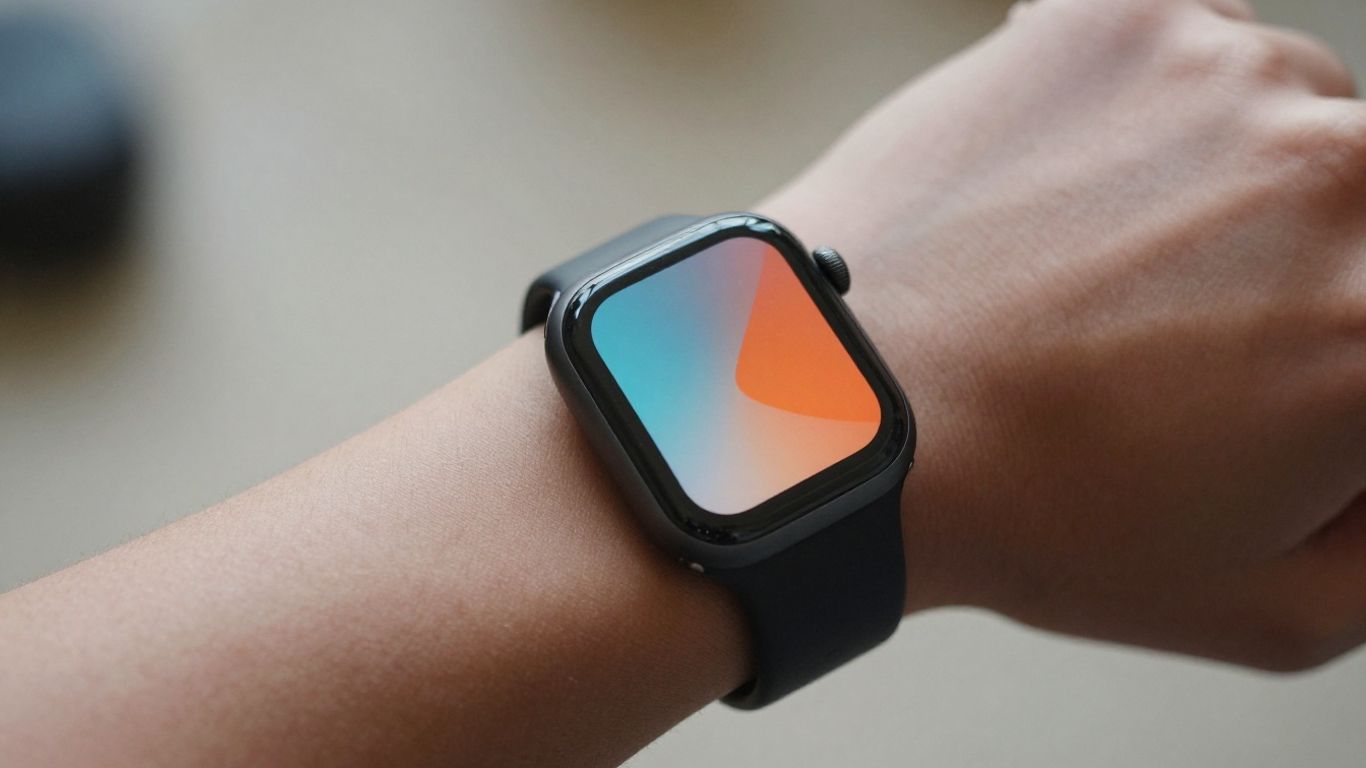 Apple Watch displaying mood-tracking colors on wrist.