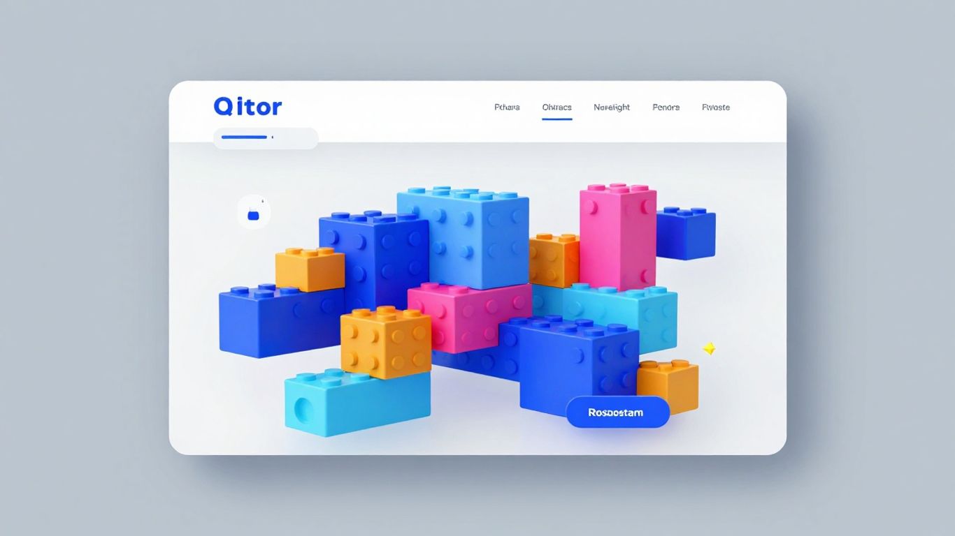 Interconnected blocks forming a modern website interface.