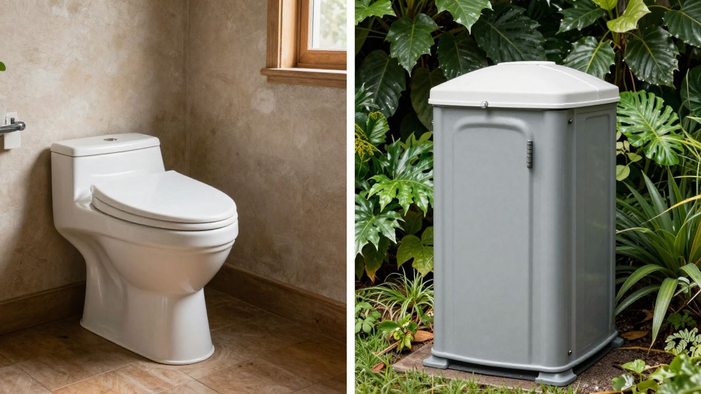 Composting toilet versus incinerating toilet comparison.