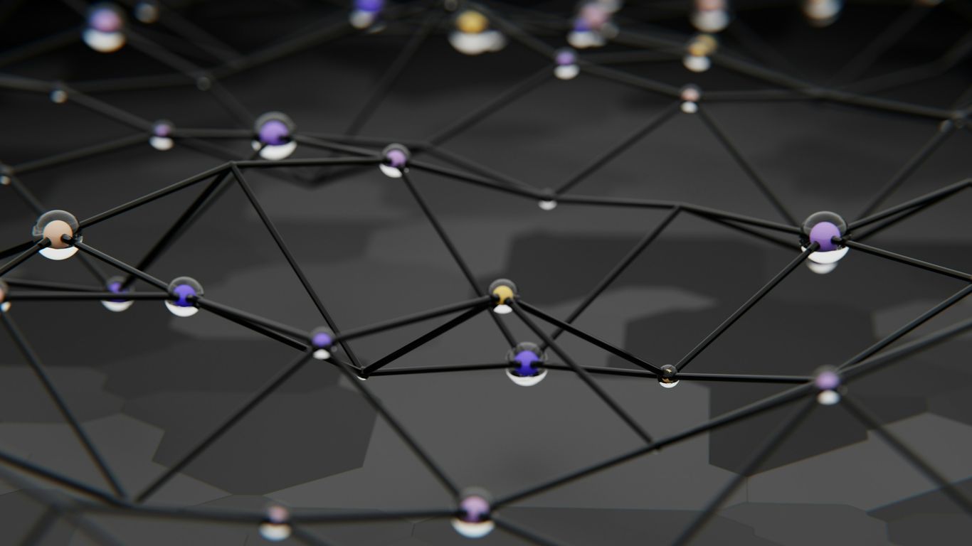 a black and white photo of a network of dots