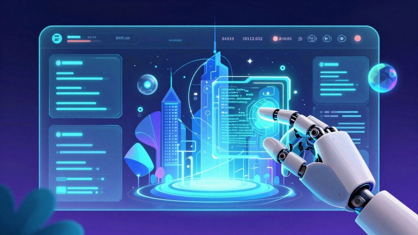 AI building a futuristic website interface.