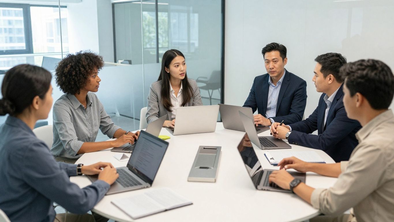 Cross-functional revenue team in planning session