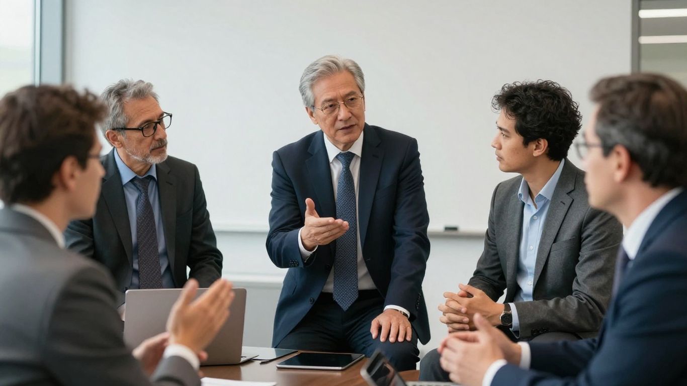 Business leaders discussing organisational health and structure.