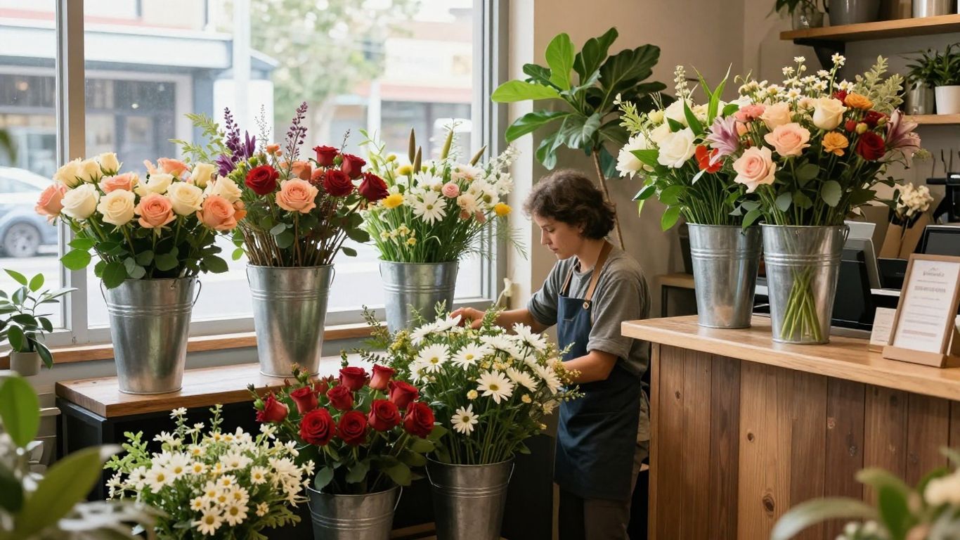 A florist arranging fresh bouquets in Altona