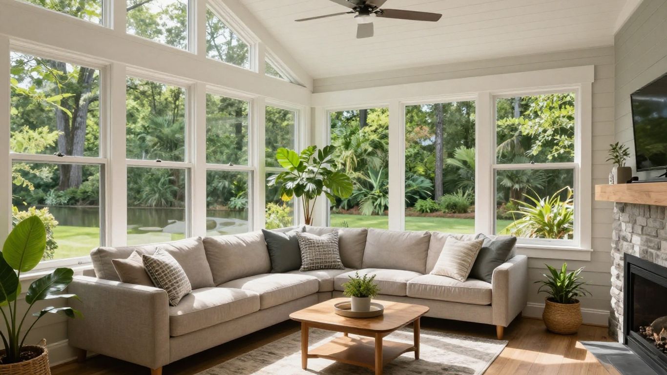 Sunroom addition on a Berkeley Lake home.