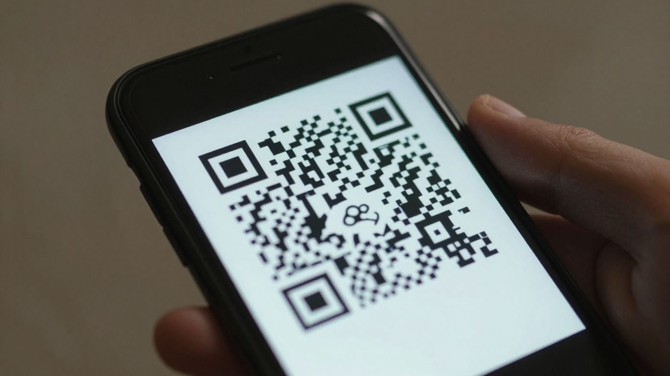 Smartphone scanning a QR code.