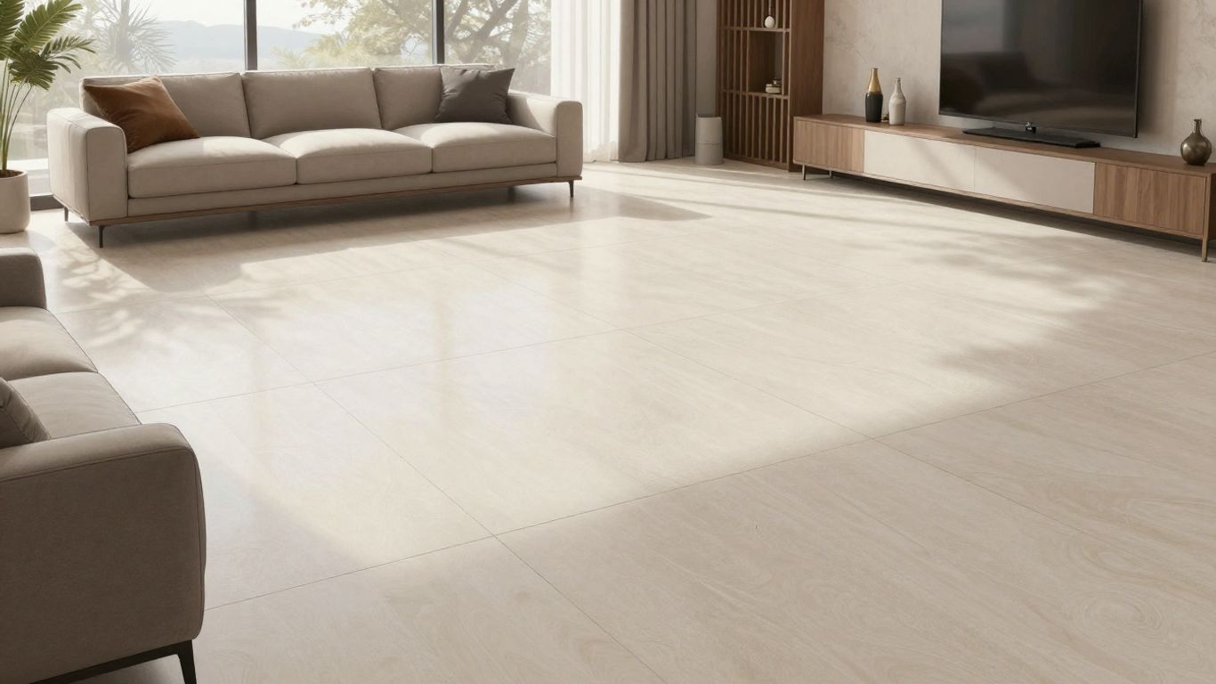 Large format tiles in a spacious room sketch.