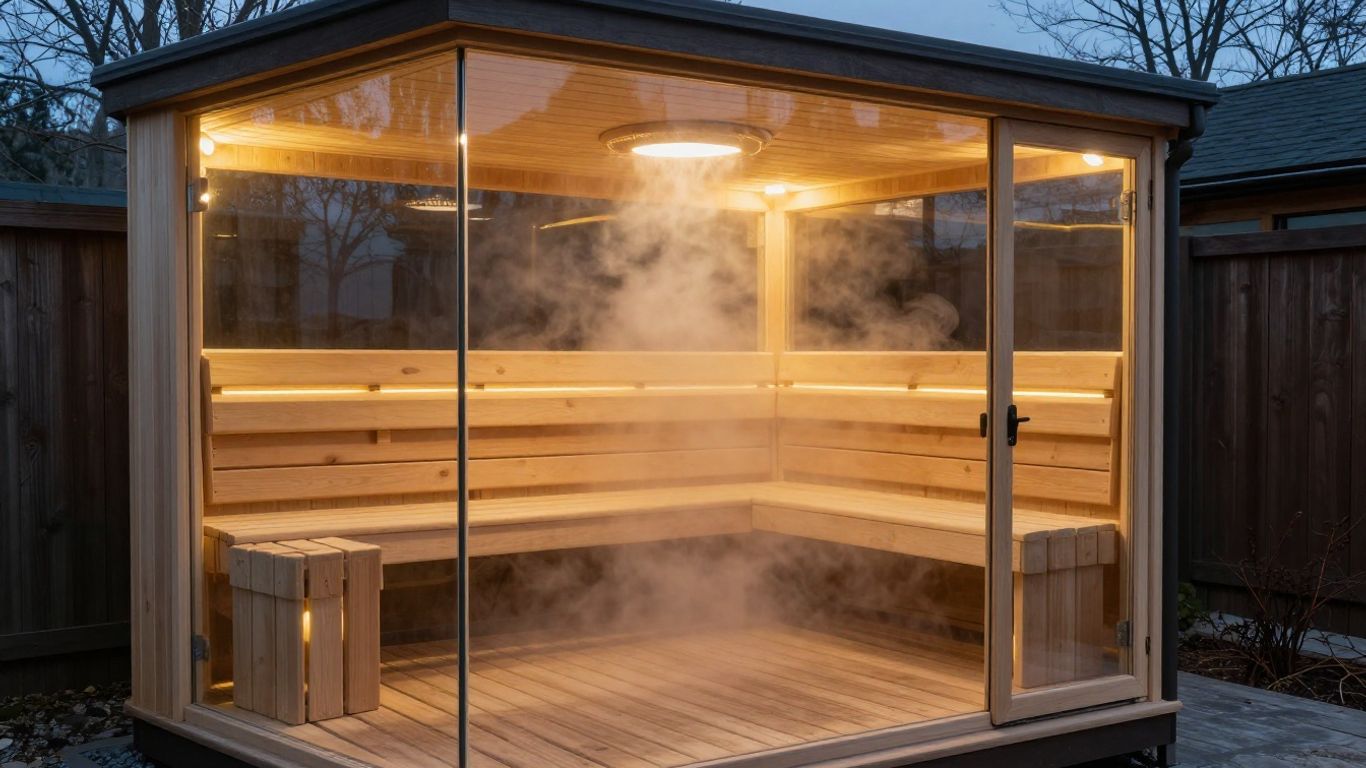 Sauna en bois et hammam moderne rattachés au spa
