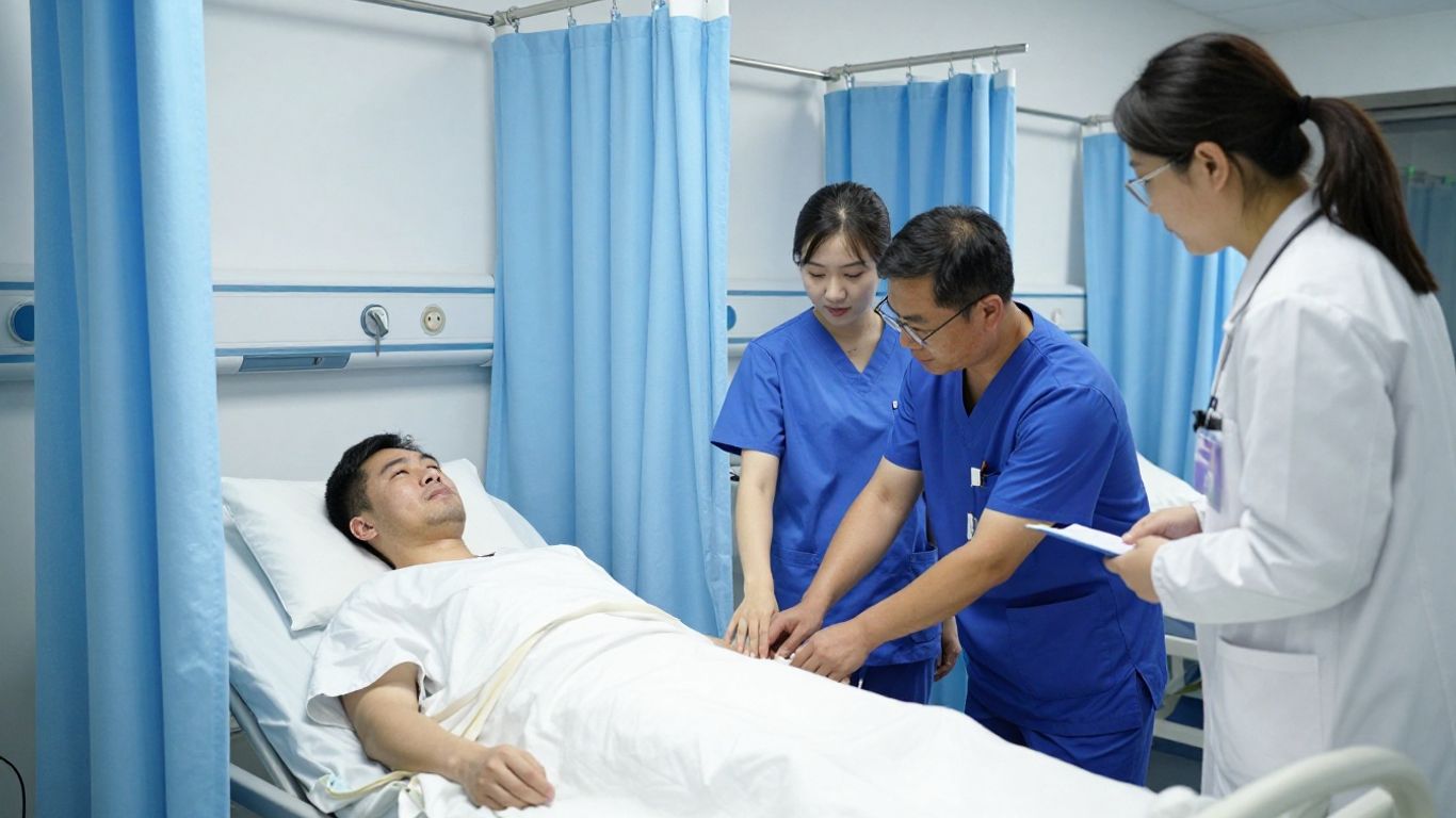 CNA trainee learning bedside care skills