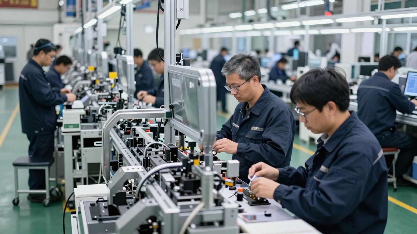 Workers assembling high-quality vehicles