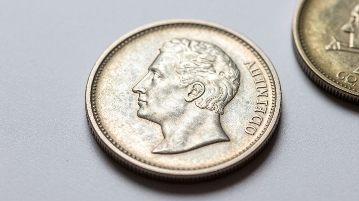 Close-up of a rare coin with intricate details.