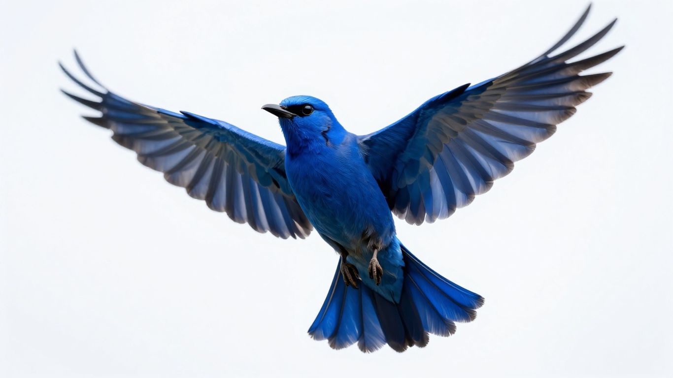 Blue bird soaring, representing speed and efficiency.