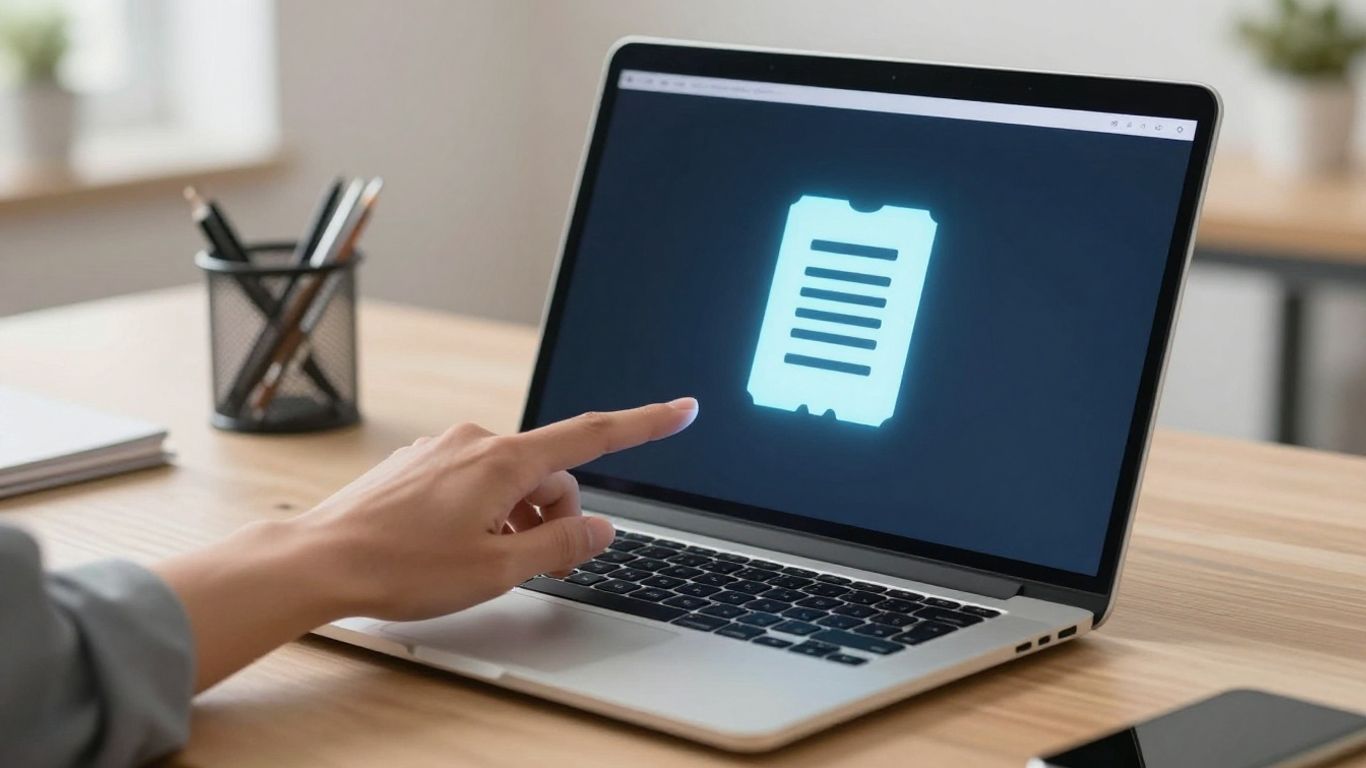 IT ticketing system interface on a laptop screen.