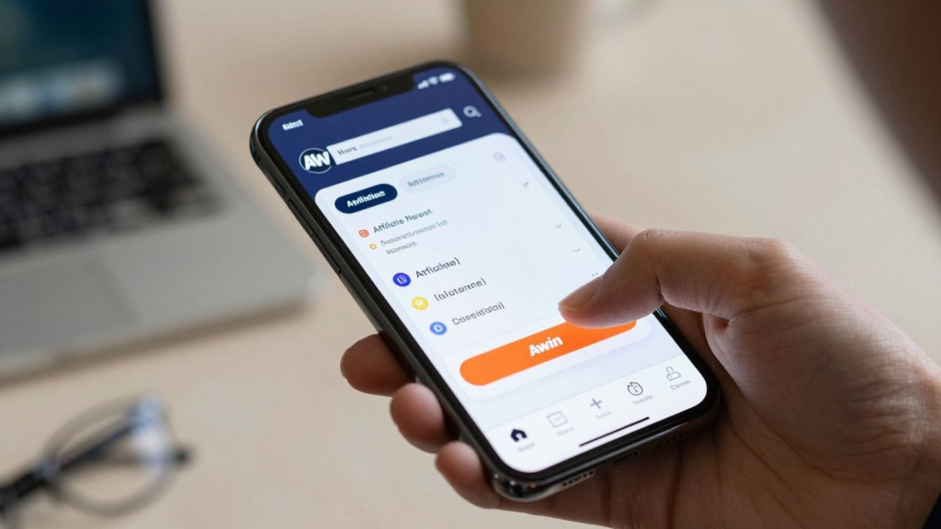Awin affiliate network on a smartphone screen.