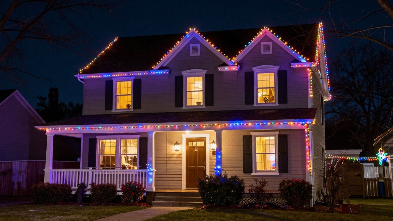 Festive house with professional Christmas lights installation.