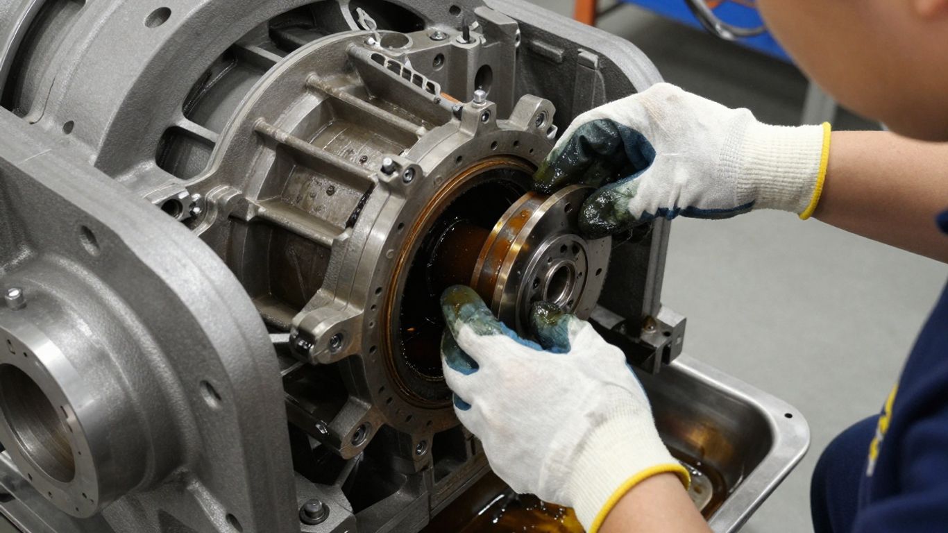 Industrial gearbox filter service inspection