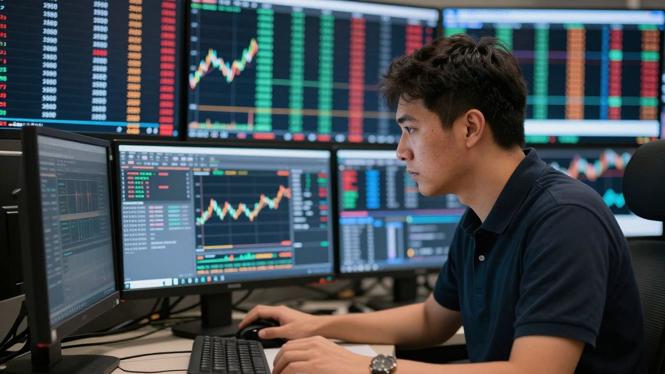 Forex trading screen with currency charts.