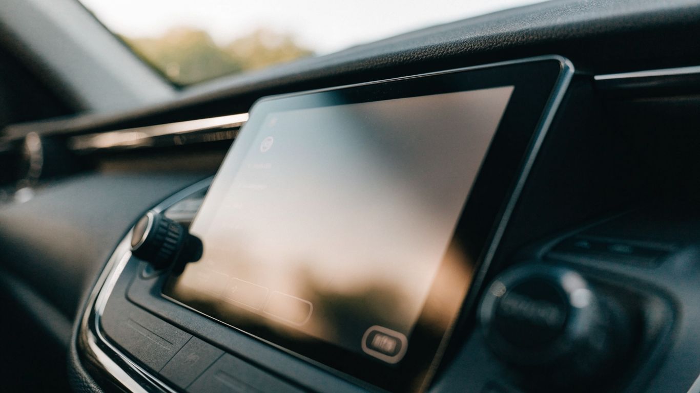 Infotainment touchscreen displaying a vehicle home screen