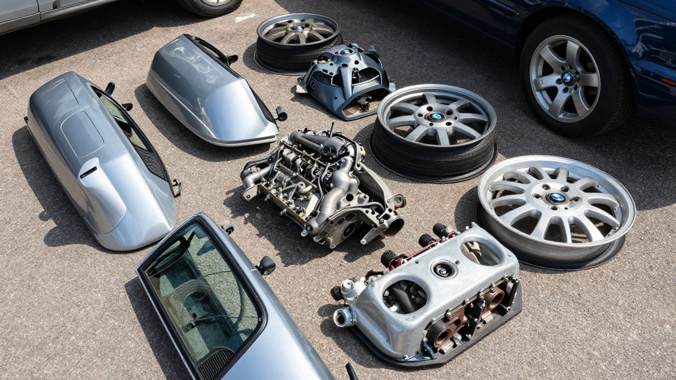 BMW car parts in a Darwin wreckers yard.