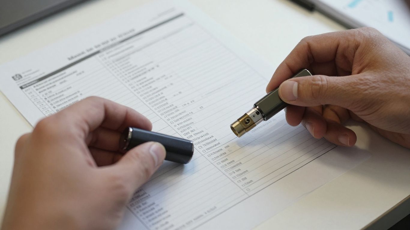 Customs tariff documents beside vape product specifications