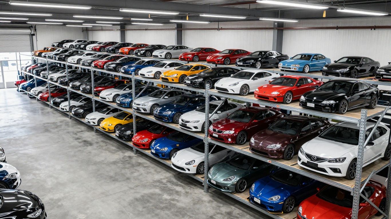 A clean and organized specialty automotive wrecking yard