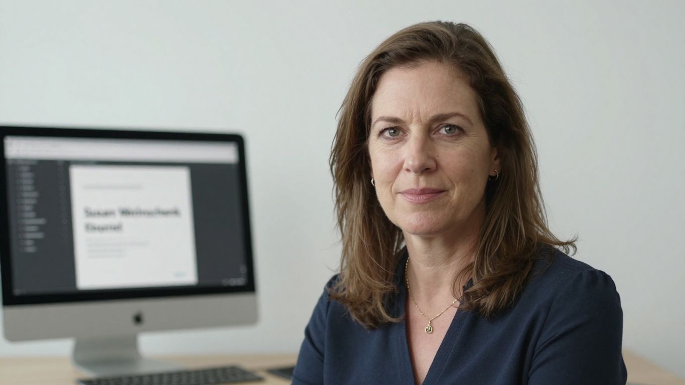 Portrait of [Susan Weinschenk] discussing website design.